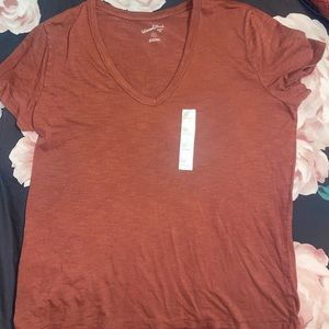 Burnt Orange/Brown short sleeve v neck soft shirt